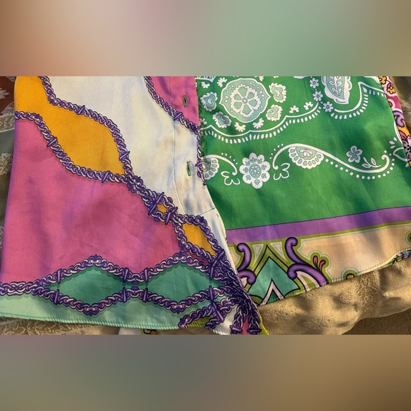 ZARA. Women’s Medium Multicolored Blouse. Crop top with Bell Sleeve. Sat… - Picture 12 of 15